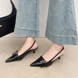 High Heels Red Baotou Sandals Fairy Shoes 2024 New Summer Black French Pointed Sandals