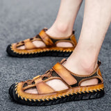 Sandals Leather Outdoor Men Beach Shoes Luxury Breathable Casual Sandals Man Wading Shoes Non-slip Comfort