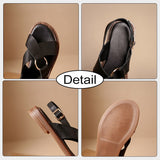 Size 34-40 Women Sandals Genuine Leather Low Heels Shoes For Women Summer 2023 Rome Retro Flats Sandal Casual