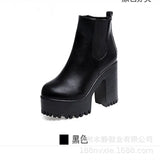 2021 Botas Mujer Fashion Women Boots Square Heel Platforms Zapatos Mujer PU Leather Thigh High Pump Boots Motorcycle