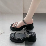 A Wedge Slippers Women Summer Glitter Slides Platform High-Heeled Shoes Lady Pantofle Soft Jelly 2024 Crystal Rubber