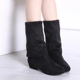 And Winter New Female Knee Boots Korean Version Of Thin Leg Elastic Velvet Boots Low And Women's