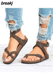 Women Fashion Gladiator Cork Sandals New Casual Beach Non-slip Buckle Strap Sandalias