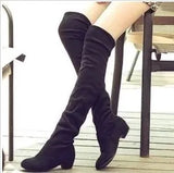 And Winter New Female Knee Boots Korean Version Of Thin Leg Elastic Velvet Boots Low And Women's