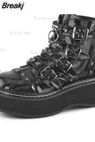 Design Cool Block Great Quality Big Size 43 Gothic Style Platform Woman Boots Fashion Casual Cosy Woman Shoes Ankle