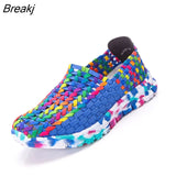New Women Shoes Summer Flat Female Loafers Women Casual Flats Woven Shoes Sneakers Slip on Colorful Shoe Mujer Plus Size