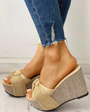 Bow Tied Slip On Leisure Platform Summer Sandals 2020 Wedges High Heels Women Shoes Woman Mules Flip
