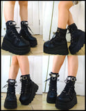 2021 Brand Platform Designer Goth Cool Motorcyle Women Boots Punk Street Zipper Elastic Band Black Ladies