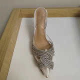 10cm Thin High heels Women Sandals Fashion Transparent PVC Rhinestone Slingbacks Gladiator Sandals Summer Party Prom