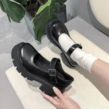 Spring Platform Leather Shoes Women Flats Casual Oxford Loafers Thick Bottom Ladies Wedge Lolita Shoes Mary Jane