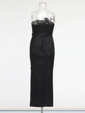 2025 Spring New Bra Open Shoulder Tight Dress Three-Dimensional Love Elegant Shoulder Dress Dress Dress