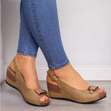 Breakj Summer New Retro Romanpoo Heel Women's Shoes Comfortable Soft-Soled Fish Mouth Sandals
