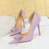 Breakj Sexy Nightclub Show Thin Side Hollow Out High-Heeled Shoes Women's Shoes Fine Heel Ultra High Heel Water Diamond Buckle Single
