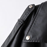 New Spring Pu Leather Jacket Women Moto Biker Lapel Zipper Warm BF Style Faux Leather Coat Loose Fashion Autumn
