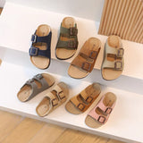 Summer Kids Beach Cork Slippers for Girls Boys Children Outdoor Casual Non-slip Flat with Slide