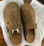 Summer Women's Closed Toe Cork Sandals Cow Suede Leather Clogs Slippers For Women Retro Fashion Garden Mule Clog