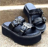 Design Gothic Style Vampire Cosplay Platform Wedges Woman Shoes Sandals Summer Cosy Fashion Women Shoes Slipper