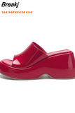 Fashion Brand Women's Slippers 2023 Wedge High Heeled Sandals European Style Simply Casual Comfy Walking Slippers