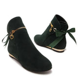 Ankle Boots Winter Shoes For Women Flat Heel Zipper Boots-Women Round Toe Low 2024 Rubber Over-the-Knee Ladies Autumn PU
