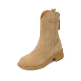 Boots Women 2022 Autumn New Rear Zip Ankle Booties Woman Leisure Round Toe Short Tube Boot Women's Winter Mid