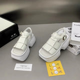 Hollowed-out Breathable Thin Roman Sandals Women New All-match High-heeled Platform Sandals Thick Heel