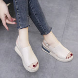 Summer Sandals For Women Wedge Heeled Fashion Cross Strap Casual Style Ladies Shoes Comfort Open Toe Solid Buckle
