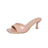 Leather High And Cool Slippers Women In The Summer Of 2025 New Fairy Wind Square Fine And External Wearing Large Women's