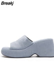 Fashion Brand Women's Slippers 2023 Wedge High Heeled Sandals European Style Simply Casual Comfy Walking Slippers