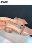 Size 34-40 Summer 2023 Sandals Women High Heels Shoes For Women Mules Elegant Chunky Heel Slippers Home Casual