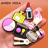 Sale 1pcs Cosmetic Style Shoe Charms Accessories Perfume Nail Polish Rouge PVC Croc jibz Buckle for Kids Party Xmas
