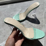 Women Pumps Sandals Jelly Slippers Sexy Open Square Toe High Heels Women Transparent Slippers Shoe Heel Clear