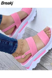 Women Summer Platform Sandals Buckle Strap Open Toe Thick Bottom Punk Ladies Casual Flats Beach Shoes Sandalias De