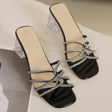 Breakj Water Drill Cool Slippers Women Wear 2025 Coarse Slippers Korean Version Of Simple Fashion Half Drag Women's