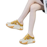 Breakj Summer Head Hollow Half-Slippers Women Wear Internal High Casual Shoes Fashion Thick Soles Pedal