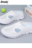 Men Casual Mules Mesh Breathable Flat Slippers Summer Couple Shoes Large Size Loafers Fashion Shoes Men Street