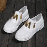 Women Casual Sneakers Side Zip Platform Pu Leather Fashion Comfort Outdoor Female Sports Shoes M Breathable Vulcanized