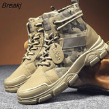 Quality Canvas Men Boots Lace Up Male Canvas Shoe Ankle Cowboy Motorcycle Boots Fashion Military Desert