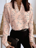 Women 2022 Spring Elegant V-Neck Blouse Popular Vintage Flowers Print Slim Shirt Autumn Office Ladies Fashion Long Sleeve