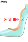 Curl Upper Women Patent Pointed Toe Stiletto High Heels Sexy Ladies Party Dress Shoes Club Dance Pumps Plus