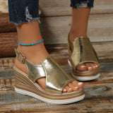 Breakj Summer Fashion Sandals Large-Size Buckle With Loose Pastry Slope And Thick-Soled Beach