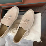 Breakj Shoes Women 2025 Spring And Autumn New Tuxedo Buckle Lazy Shoes Anti-Slip Casual Sole Single