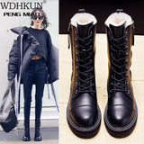 2021 NEW Fashion Women's Short Boots GIRLS Snow Boots PU Leather Side Zip Non-slip Warm Shoes Plush Inner