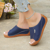 Breakj Thick-Bottomed Casual Slippers Women 2025 New Summer Word Solid Color Simple Fashion Fish Mouth