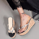 Fashion Women Sandals Thick Sole Non-Slip Sandals Women High-Heeled Wedges Beach Ladies Shoes New Roman Comfy Sloffen