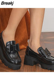 Women Loafers Shoes Brand New Dropship 2023 Spring Fashion Sweet Lolita Cosplay Walking Comfy Chunky Heels Women