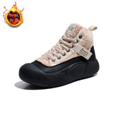 Breakj Boots Women 2024 New Winter Versatile Add Velvet Thick Warm Martin Boots Short Leg Casual Cotton Shoes XFL