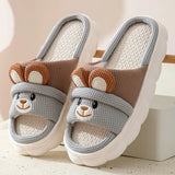 Rabbit Plush Slippers Women Men Four Seasons Cotton Linen Slippers Winter Platform House Slippers Non-Slip Floor Mute