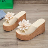 Heels Summer Beach Platform Women Wedge Slippers Appliques Butterfly-knot Female Sandals Clog Shoes Slides