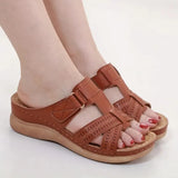 Womens Sandals Summer Wedges Shoes Adult Open Toe Slip On Comfy Slippers Solid Color Buckle Beach Shoes For Lady 2023