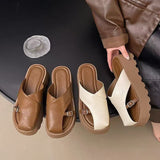 Breakj Half Slippers Women Wear 2025 Spring And Summer New Retro Fashion Pine Cake Thick Bottom Comfortable Lazy People Cool
